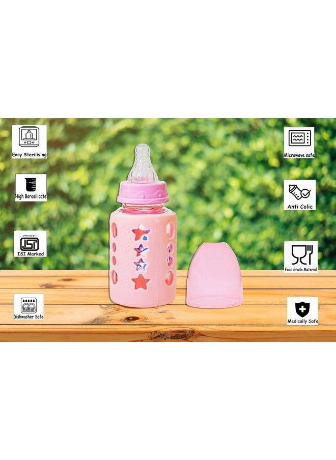The Little Lookers High Borosilicate Glass Feeding Bottle For Baby Feeder For Newborn ; Super Soft Flow Control & Anti Colic Nipple For Infants Toddlerspink (120Ml)  - Image 3