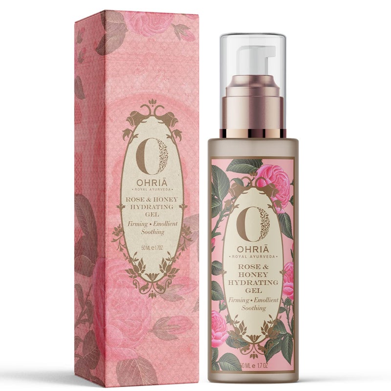 Ohria Ayurveda Rose  Honey Hydrating Face Gel  Firming Emollient  Soothing  Men  Women  For All Skin Types  50ml - Image 1