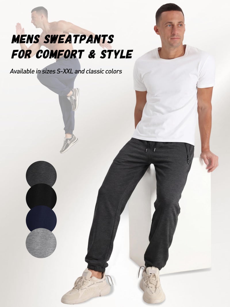 Aocku 4 Pack Mens Sweatpants Mens Athletic Joggers Pants with Zipper Pocket and Drawstring Workout Sweatpants Color A, XL - Image 5