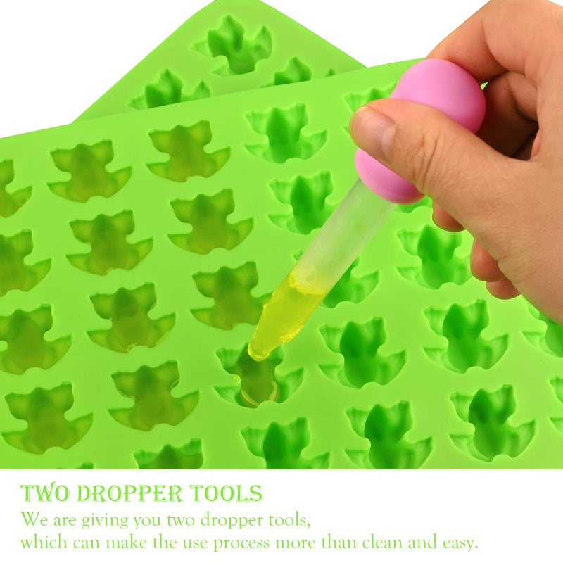 Sakolla Mini Frog Candy Molds, 100 Cavities Silicone Molds for Chocolate, Gummy, and Mints, Set of 2 with 2 Droppers (Green) - Image 4