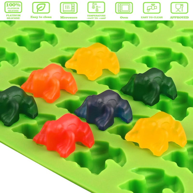 Sakolla Mini Frog Candy Molds, 100 Cavities Silicone Molds for Chocolate, Gummy, and Mints, Set of 2 with 2 Droppers (Green) - Image 2
