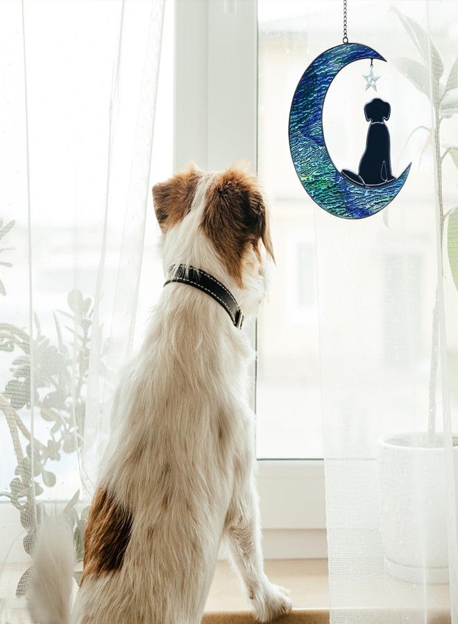 YT3 Studio Stained Glass Dog Decor Moon Window Hanging Suncatcher Pet Memorial Present Sympathy Gift for Dog Lovers - Image 4