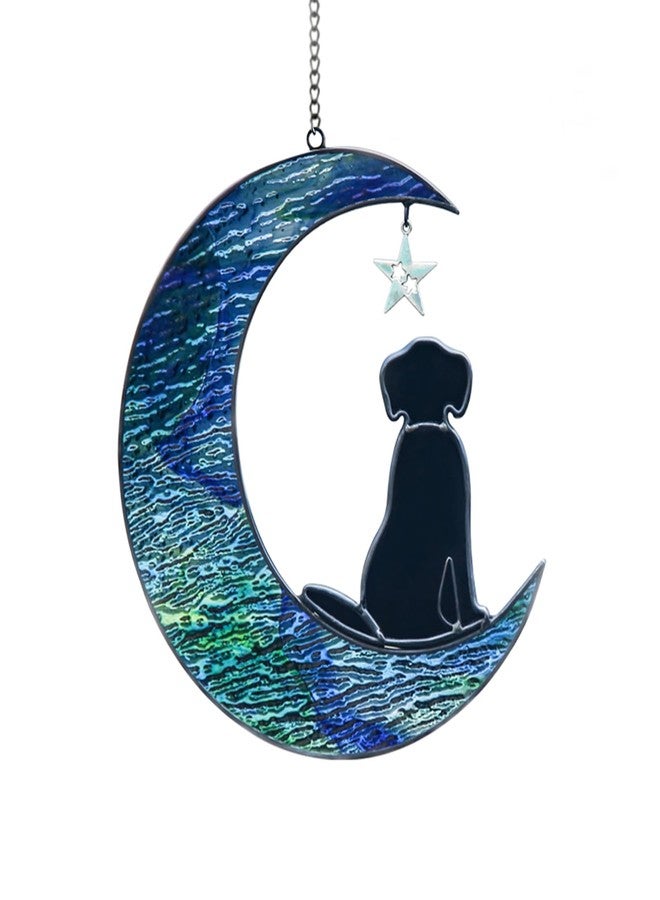 YT3 Studio Stained Glass Dog Decor Moon Window Hanging Suncatcher Pet Memorial Present Sympathy Gift for Dog Lovers - Image 1