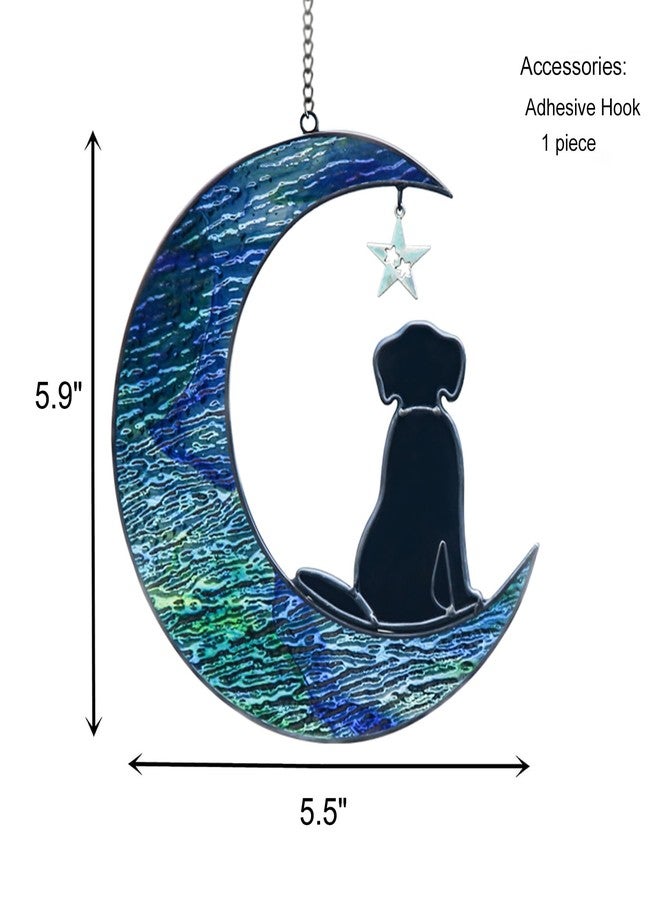 YT3 Studio Stained Glass Dog Decor Moon Window Hanging Suncatcher Pet Memorial Present Sympathy Gift for Dog Lovers - Image 2