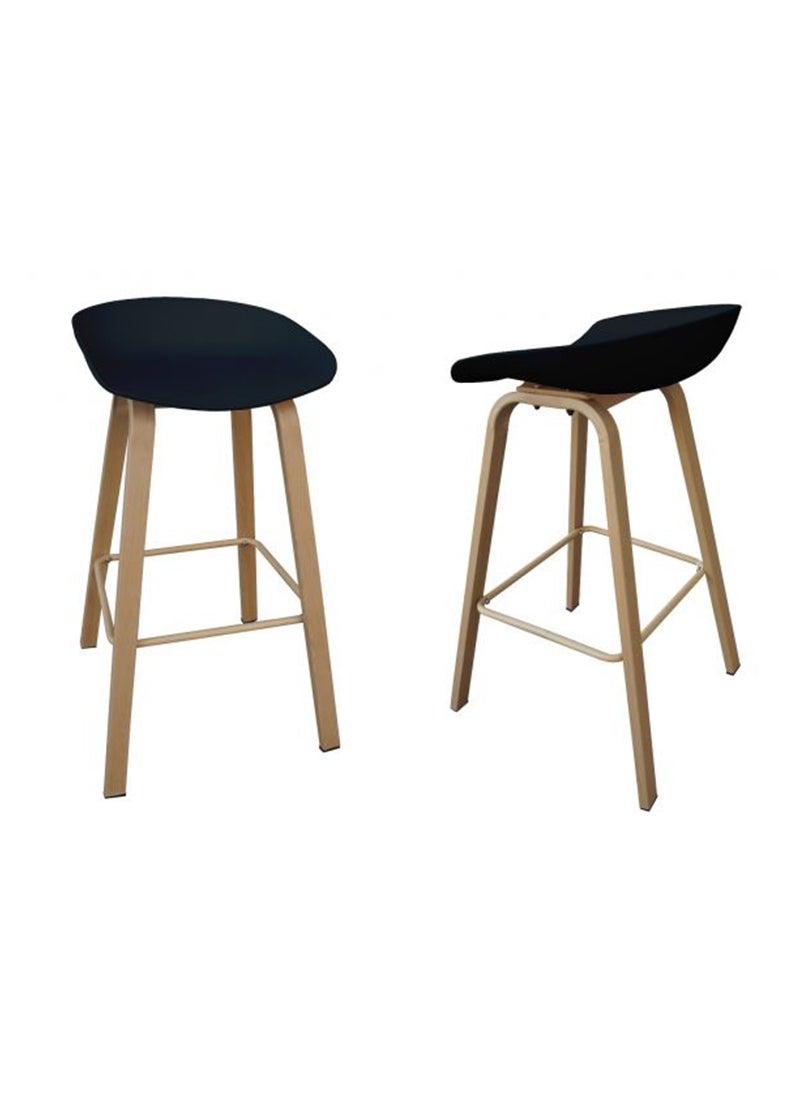 Mahmayi - Ultimate Eames Style Seat Height Bar Stool - Black (Set of 2) - Image 1