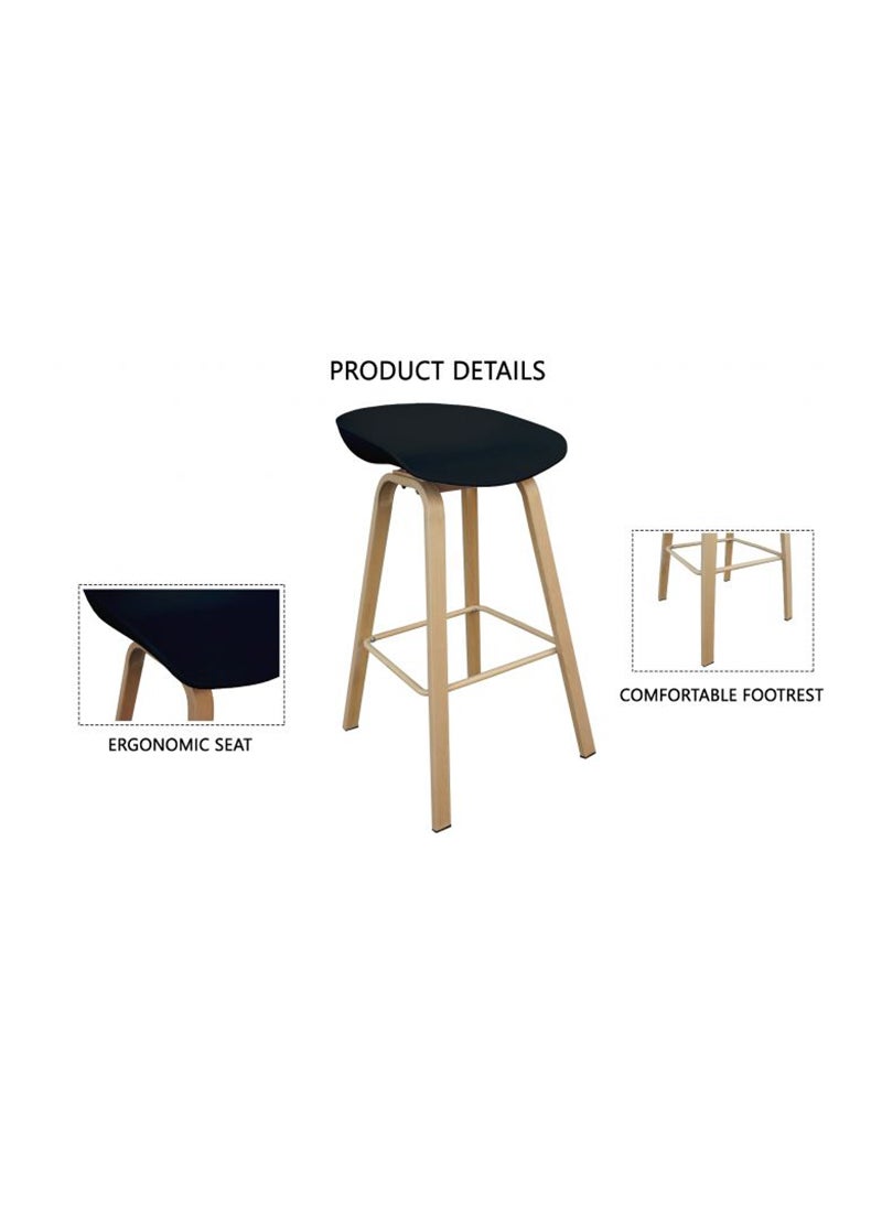 Mahmayi - Ultimate Eames Style Seat Height Bar Stool - Black (Set of 2) - Image 1