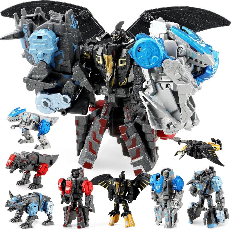 JONEG Transforming Robot Dinosaur - 4-in-1 STEM Toy, 11 Shapes Transforming Toys for Kids, Ages 5-10, Black - Image 1