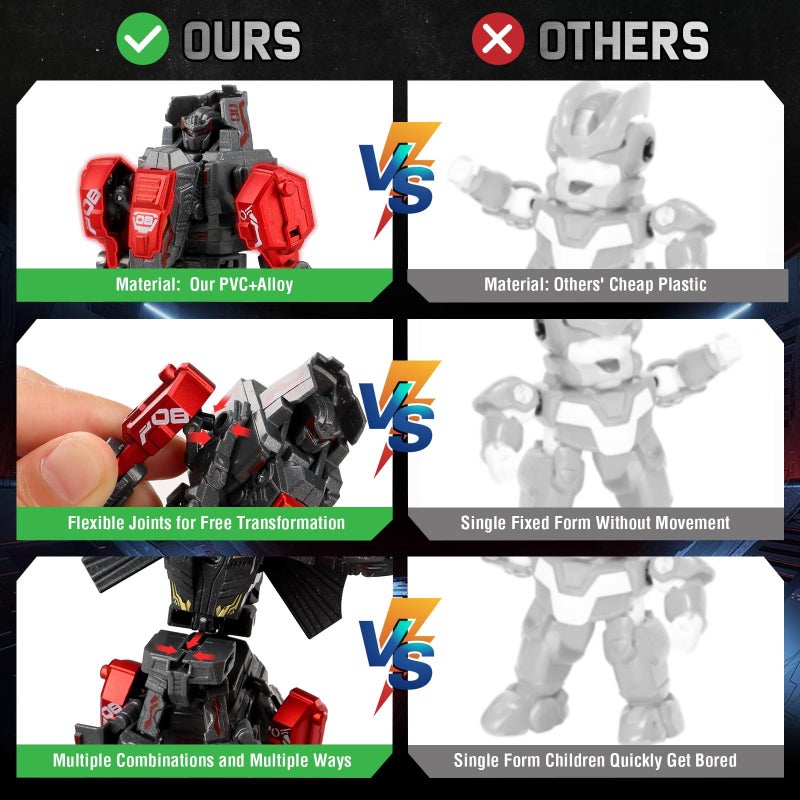 JONEG Transforming Robot Dinosaur - 4-in-1 STEM Toy, 11 Shapes Transforming Toys for Kids, Ages 5-10, Black - Image 5