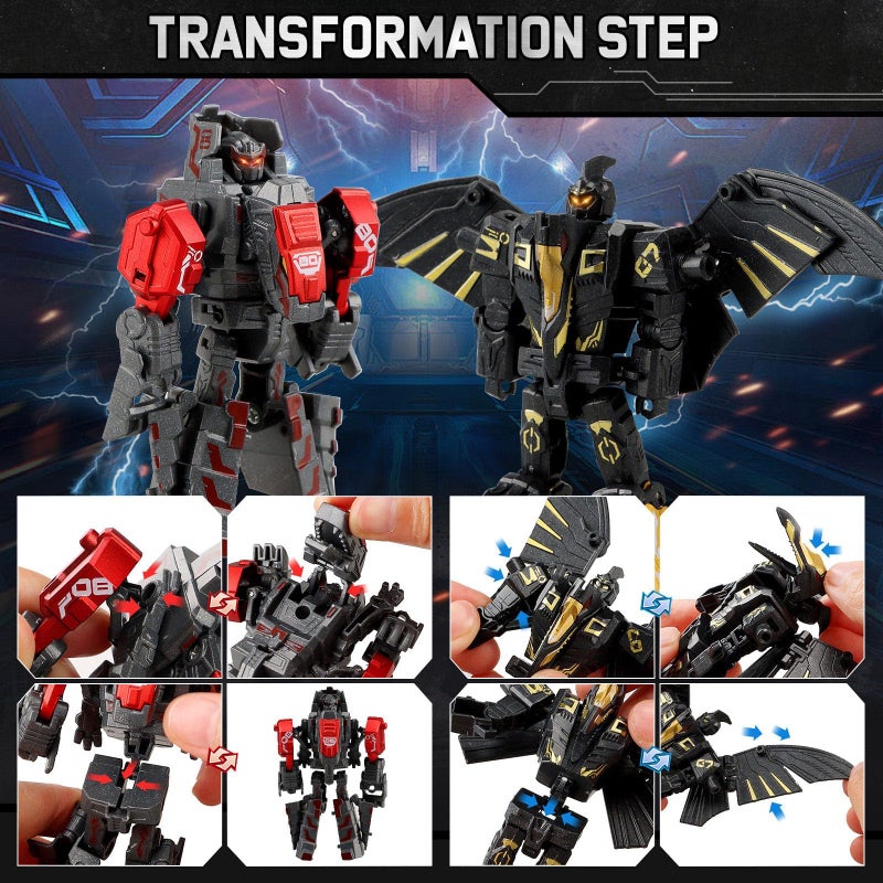 JONEG Transforming Robot Dinosaur - 4-in-1 STEM Toy, 11 Shapes Transforming Toys for Kids, Ages 5-10, Black - Image 4
