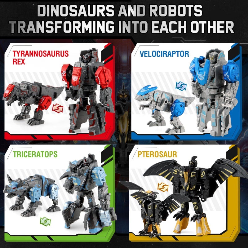 JONEG Transforming Robot Dinosaur - 4-in-1 STEM Toy, 11 Shapes Transforming Toys for Kids, Ages 5-10, Black - Image 3