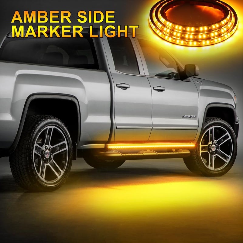 OPP ULITE Truck LED Running Board Lights Amber Side Marker Kit with White Courtesy Lights - 48 Inch, 144 LED Bar for Pickup Trucks and SUVs - Image 4