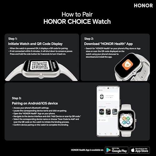Honor Choice Watch| 1.95" AMOLED Display | Bluetooth Calling | 120 Workout Modes | 5 ATM Swim-Ready | Upto 12 Days Battery Life | Built-in Multi-System GNSS | SpO2, Heart Rate, Sleep Tracking (Black) - Image 4