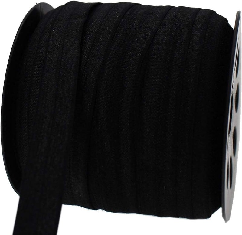 JESEP Black Fold Over Elastic 5/8 inch 40Yards Solid Stretchy FOE Band Trim for Sewing Elastic Fabric Ribbon for Crafts-Headband Making-Hair Ties(1.5CM) - Image 2