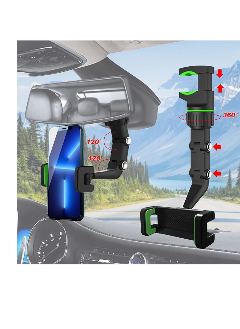 ELTRAZONE New 360° Rearview Mirror Phone Holder,Car Rearview Mirror Mount Phone and GPS Holder,Universal 360 Degrees Rotating Car Phone Holder  - Image 1