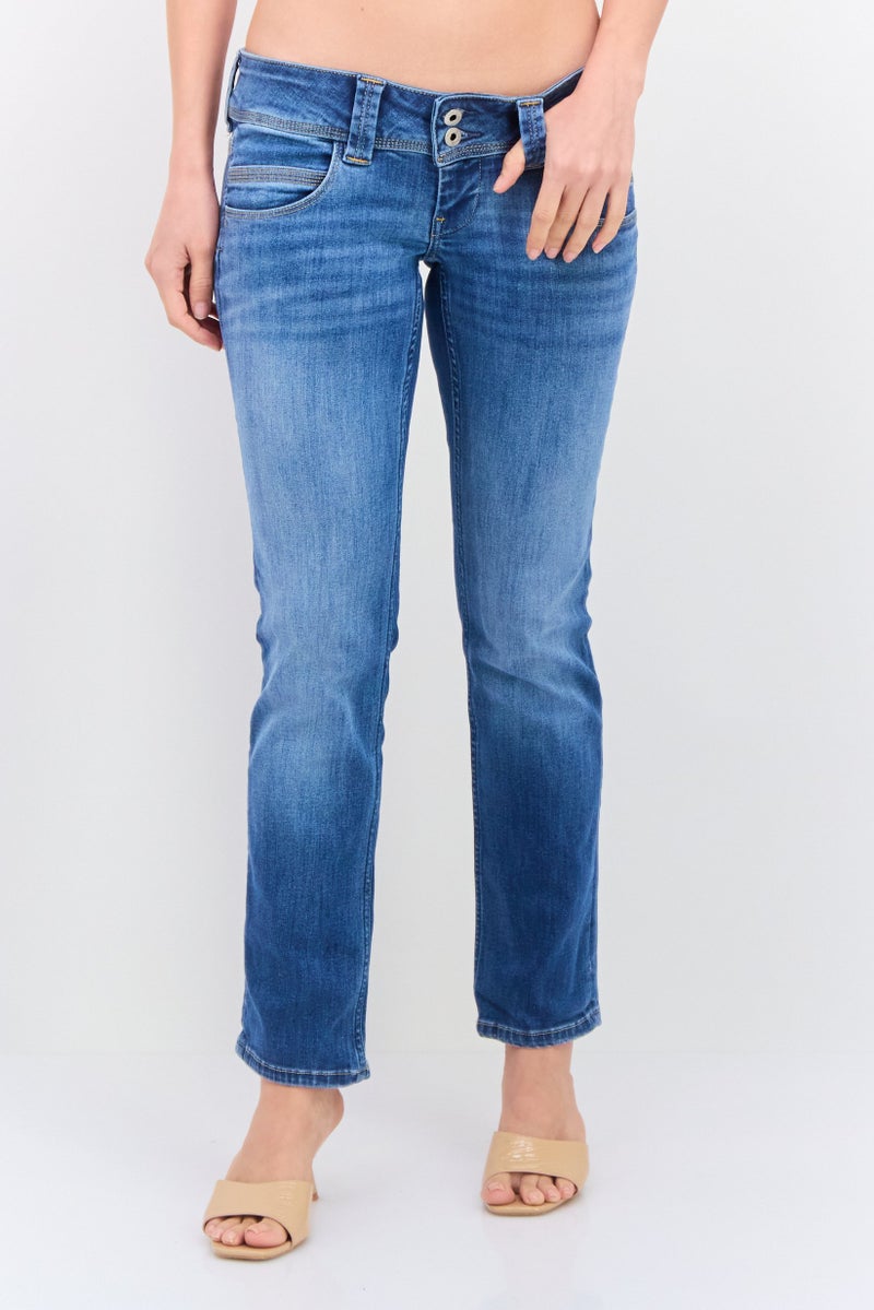 Pepe Jeans Women Regular Fit Low Rise Stretchable Straight Leg Jeans, Denim - Image 1