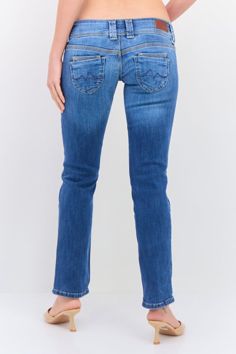 Pepe Jeans Women Regular Fit Low Rise Stretchable Straight Leg Jeans, Denim - Image 3