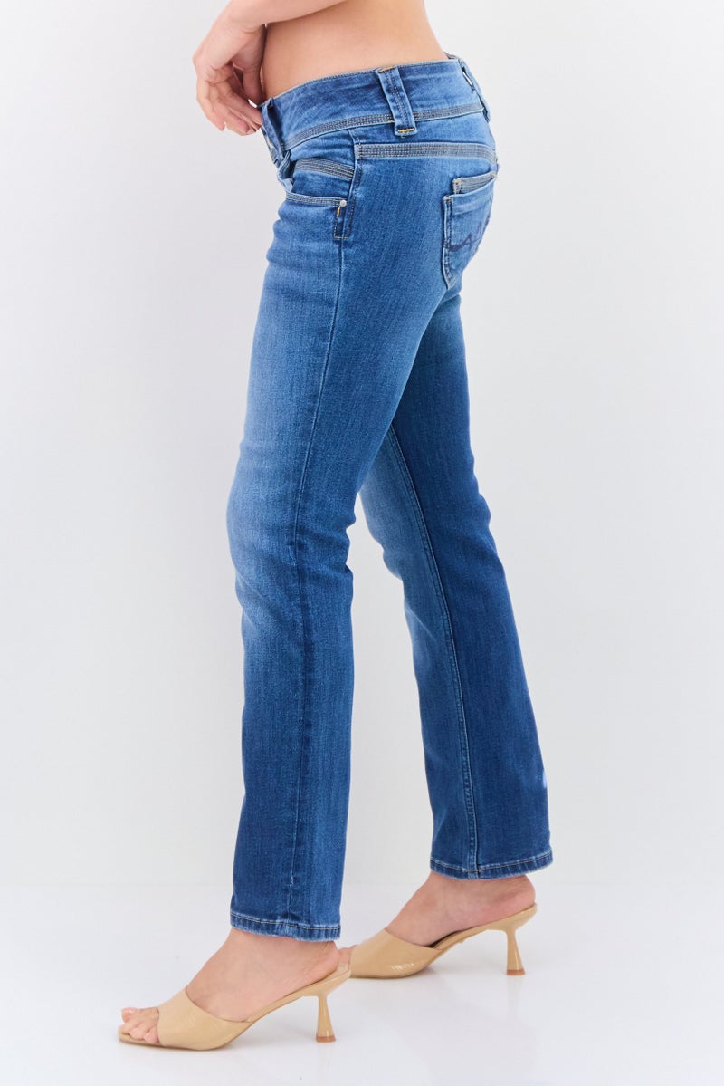 Pepe Jeans Women Regular Fit Low Rise Stretchable Straight Leg Jeans, Denim - Image 2