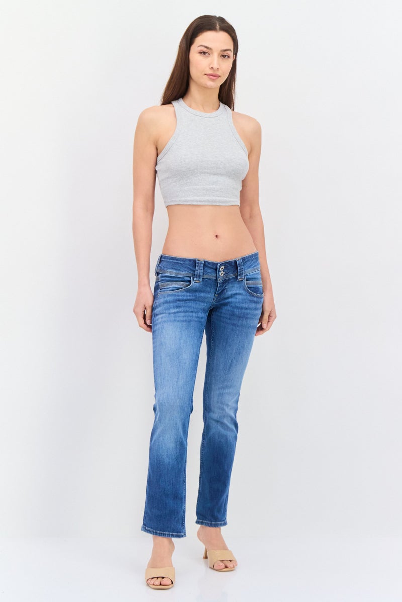 Pepe Jeans Women Regular Fit Low Rise Stretchable Straight Leg Jeans, Denim - Image 4