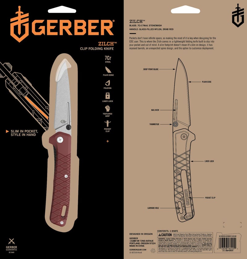 Gerber سكين جيبر جير زيلش القابلة للطي، شفرة بحافة مستقيمة بطول 3.1 بوصة، أحمر داكن - Image 3
