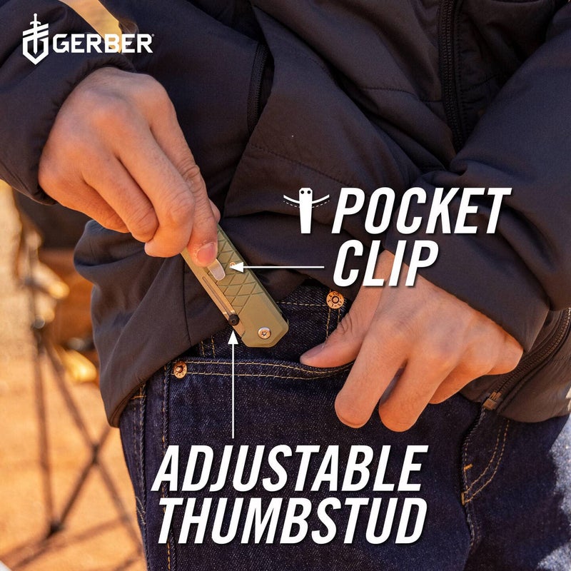 Gerber سكين جيبر جير زيلش القابلة للطي، شفرة بحافة مستقيمة بطول 3.1 بوصة، أحمر داكن - Image 4