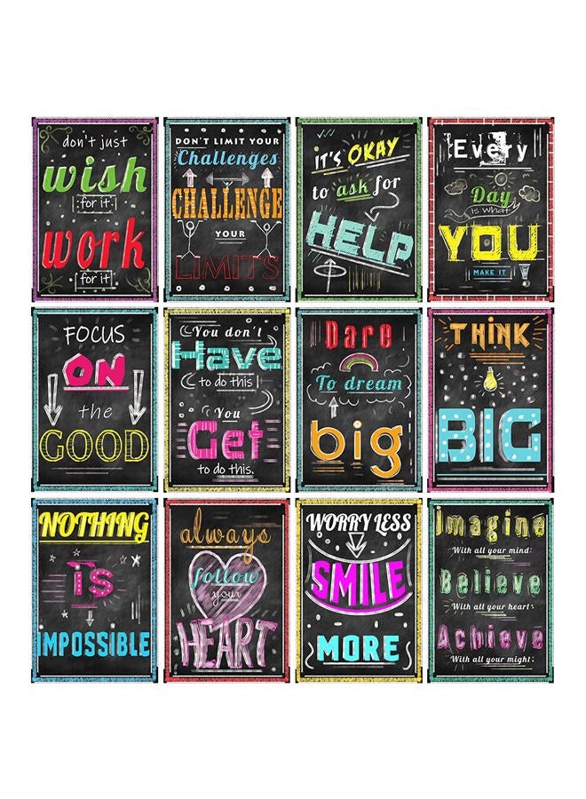 spring flower 24 Pack Motivational Posters for Classroom & Office Decorations, Inspirational Quote Wall Art for Teachers, Students, School Counselors, Home, Chalkboard Designs,13 x 19 Inches - Image 3