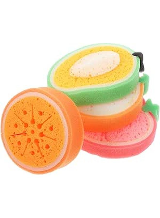 Reusable Kitchen Sponges 4Pcs Cute Fruit Designs Absorbent Thickened Cleaning Cloths - Image 1