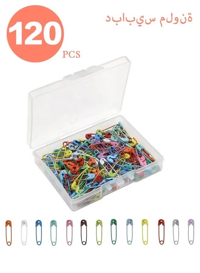120 Pieces Safety Pin, Colored Safety Pin, Metal Safety Pins, for Clothing Sewing Handicrafts Jewelry Making (Colour) - Image 1