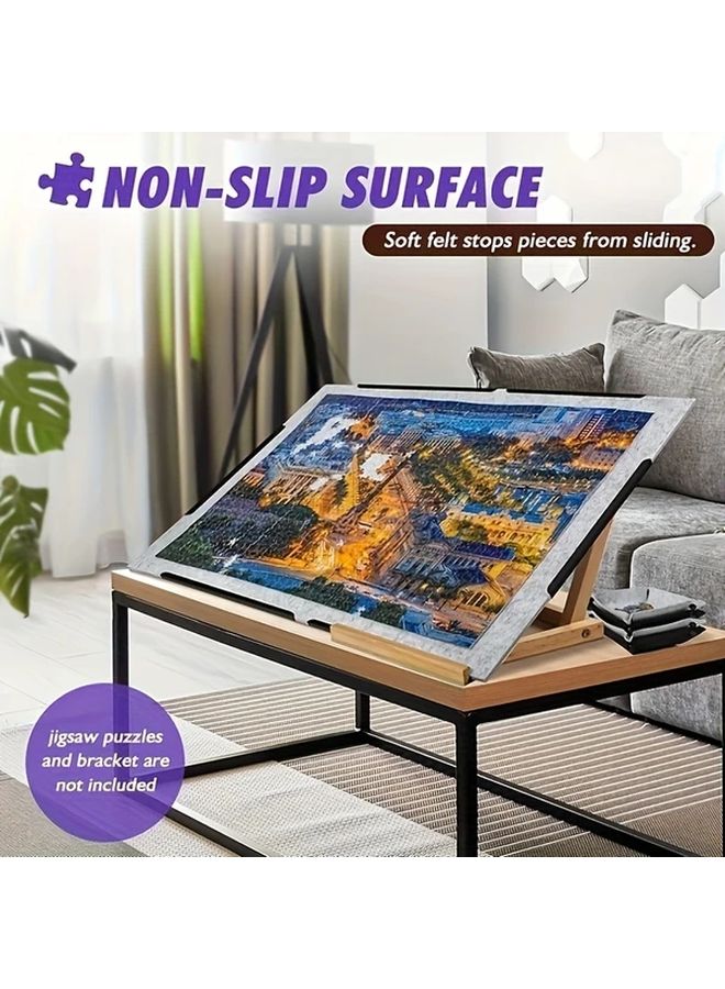 Light Grey Foldable Puzzle Board Mat With 6 Drawstrings 4 Storage Trays Portable Sewing Storage - Image 4