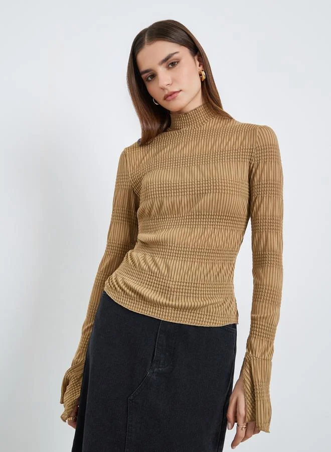 Styli Women Brown Textured Knit Top