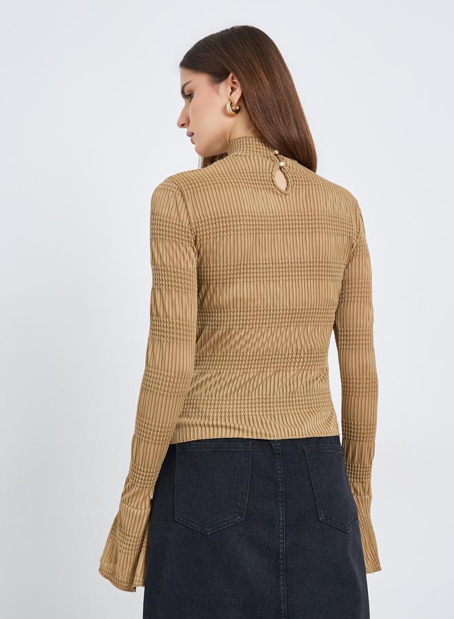 Styli Women Brown Textured Knit Top - Image 4