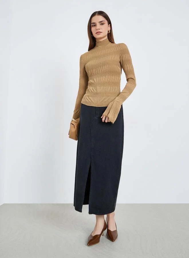 Styli Women Brown Textured Knit Top