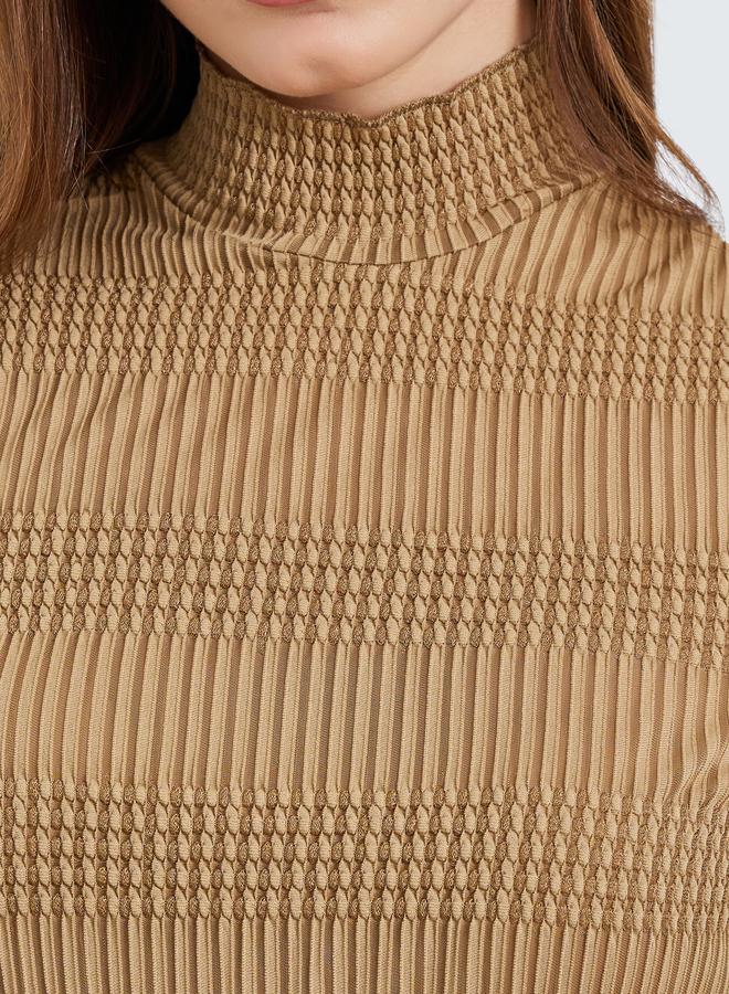 Styli Women Brown Textured Knit Top - Image 3