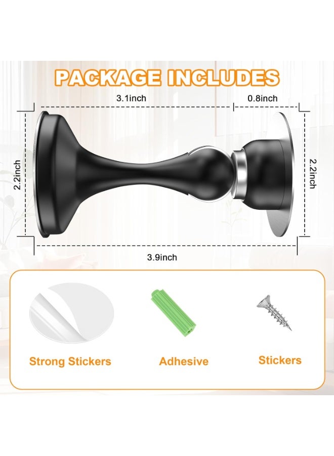 Magnetic Door Stoppers 2 Pack, Stainless Steel Door Stops, Wall-Mounted and Floor Mounting Metal Doorstops, Door Holder Keep Door Open, No Drilling Door Stop with Adhesive Tapes, Black - Image 5