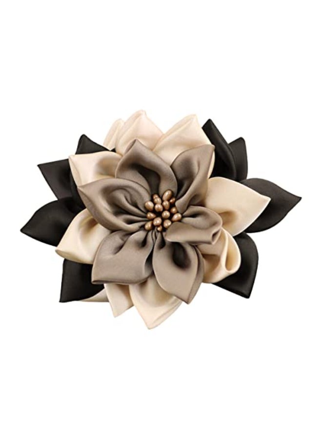Merdia Hair Clip for Women Flower Design 11 CM 47G Black Beige and Coffee - Image 1