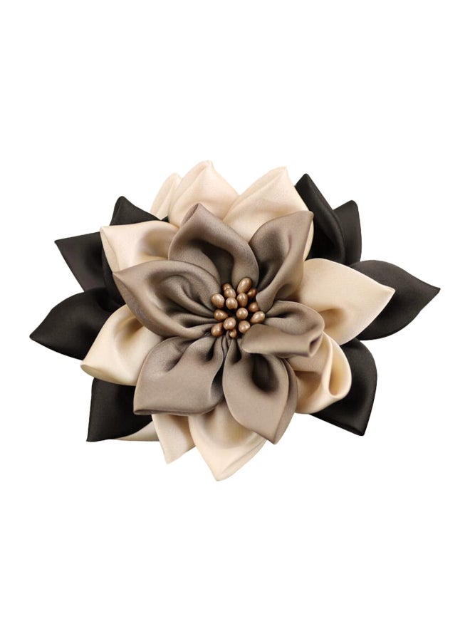 Merdia Hair Clip for Women Flower Design 11 CM 47G Black Beige and Coffee - Image 2
