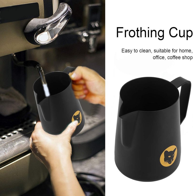 comfrt 20 oz Stainless Steel Milk Frothing Pitcher, Black Espresso Steaming Pitcher Milk Frother Cup Froth Pitcher for Cappuccino Latte Art - Image 3