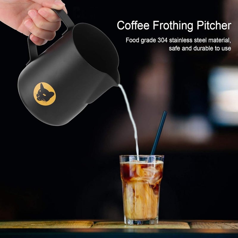 comfrt 20 oz Stainless Steel Milk Frothing Pitcher, Black Espresso Steaming Pitcher Milk Frother Cup Froth Pitcher for Cappuccino Latte Art - Image 2
