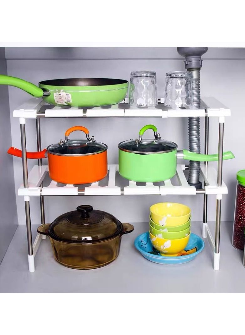 SOSEKO 2 Tiers Pool Space Arrangement Frame Adjustable Family Kitchen Rack - Image 2