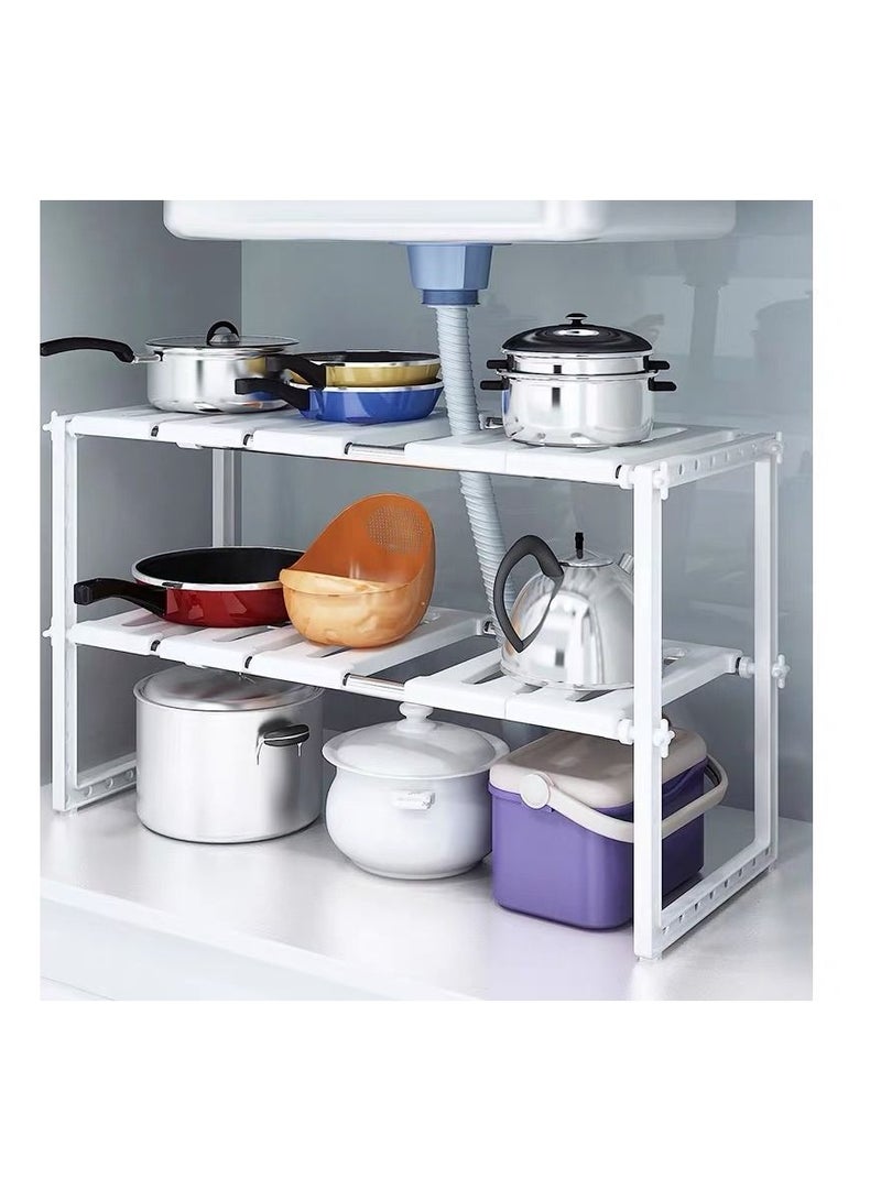 SOSEKO 2 Tiers Pool Space Arrangement Frame Adjustable Family Kitchen Rack - Image 1