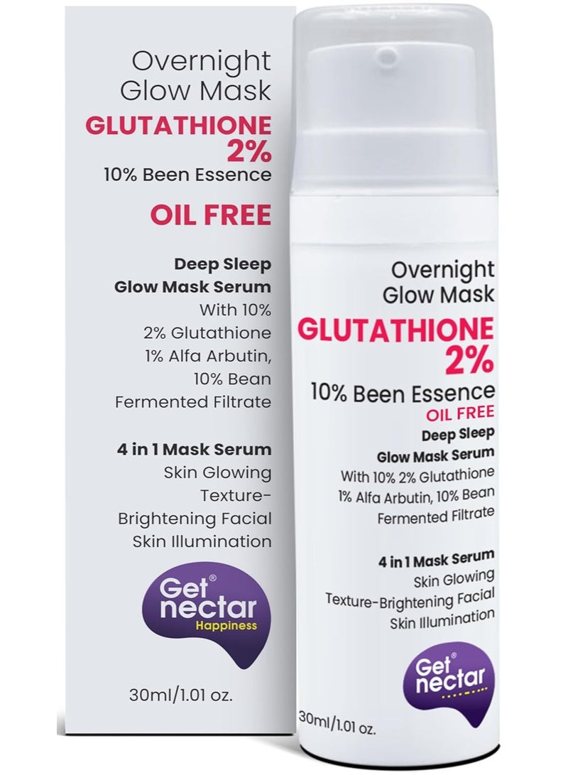 Get Nectar Happiness احصلي على كريم "Nectar Happiness Overnight Glow Mask" (الخالي من الزيوت) بتركيبة تحتوي على 2% من الجلوتاثيون و10% من خلاصة الترشيح المخمرة، لمنح البشرة إشراقة وتفتيحاً وملمساً متألقاً (حجم 30 مل). - Image 1