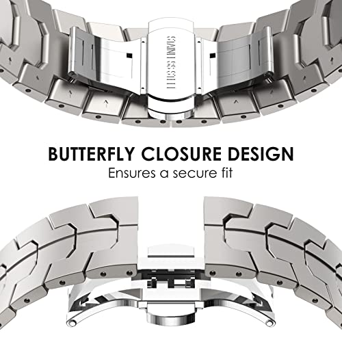 FULLIFE Compatible with Samsung Galaxy Watch 7 6 5 4 FE 40mm 44mm Band Metal Folding Clasp Stainless Steel 20mm Galaxy Watch 6 Classic 4 Classic 5 Pro 43mm 47mm 42mm 46mm 45mm for Men Women, Titanium - Image 5