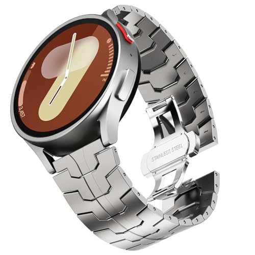 FULLIFE Compatible with Samsung Galaxy Watch 7 6 5 4 FE 40mm 44mm Band Metal Folding Clasp Stainless Steel 20mm Galaxy Watch 6 Classic 4 Classic 5 Pro 43mm 47mm 42mm 46mm 45mm for Men Women, Titanium - Image 4