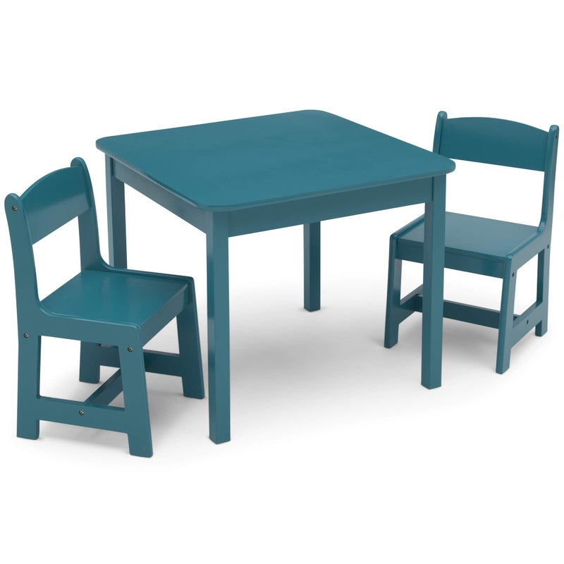 Delta Children MySize Kids Wood Table and Chair Set 2 Chairs Included Ideal for Arts Crafts Snack Time Homeschooling Homework More Greenguard Gold Certified Teal