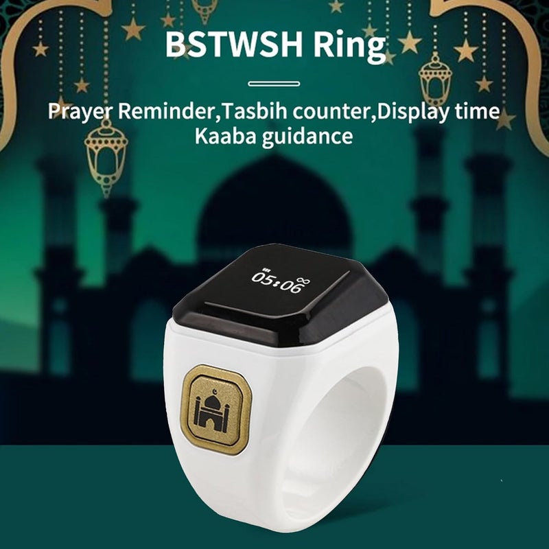 KEWAYO Smart Tasbih Zikr Ring 22mm, Muslim Prayer, OLED Display, Tasbih Counter, Wearable Technology, Waterproof, USB Rechargeable - Image 2