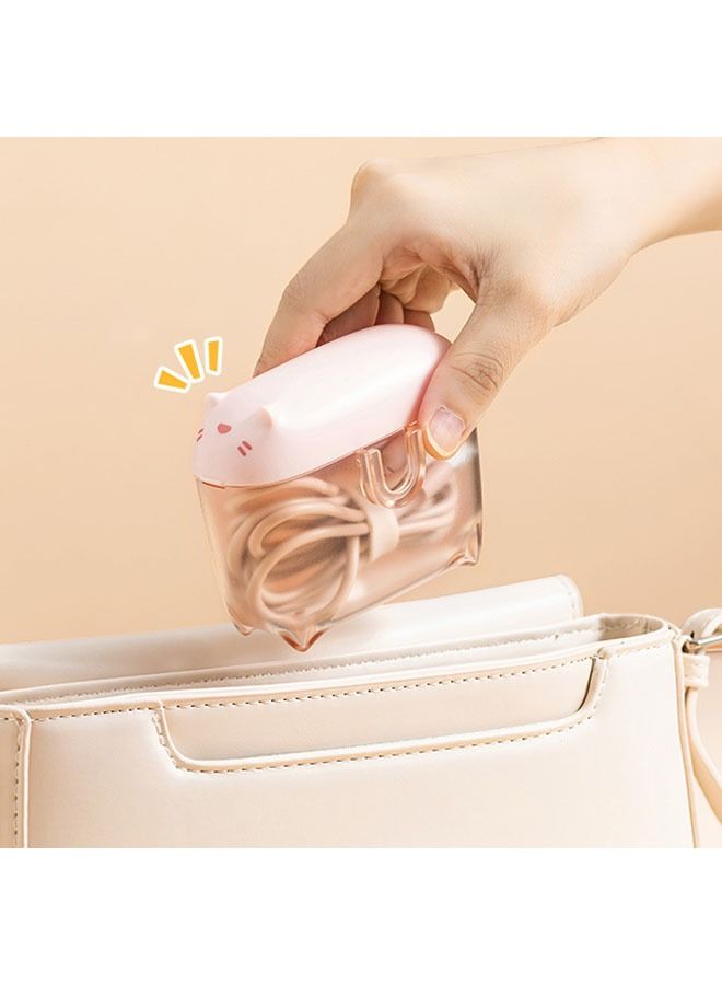 Data Cable Storage Box Power Plug Wire Storage Charger Cable Manager Mini Winder Cable Management Box Pink  - Image 2