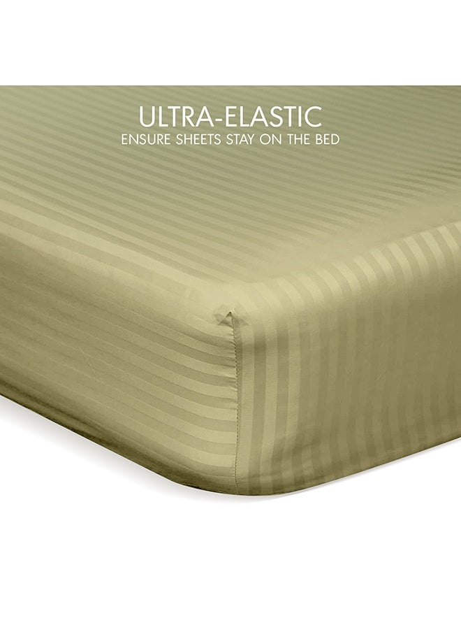 Hotel Linen Klub Hotel Linen Klub  Reversible Down Alternative Comforter  Set -Ultra Soft Brushed Stripe Microfiber Fabric, 200GSM Soft Fibersheet Filling, Size :Single 160 x 200cm , Color: Aqua & Olive Green  - Image 5