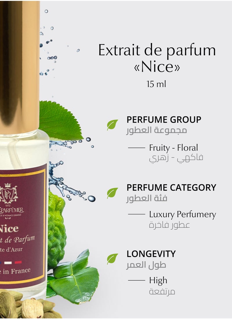 PREPARFUMER - From France Extrait de Parfum Nice for Women- Citrus and Aquatic Accords Fragrance - Long Lasting Luxury Perfume, 15 ml - Image 1