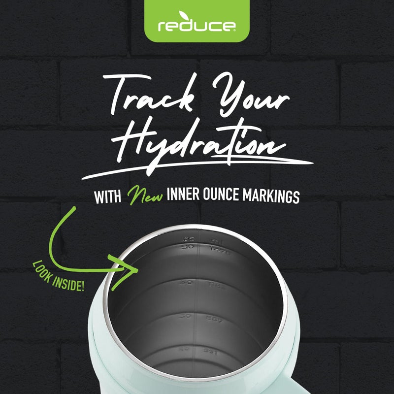 Reduce 50 oz Stainless Steel Tumbler with Handle - Dual-Wall Vacuum Insulated Travel Mug  Sweat-Proof Lid & Reusable Straw - Keeps Drinks Cold for 24 Hrs  Fits Cupholders  Dishwasher Safe - Crisp Mint - Image 5