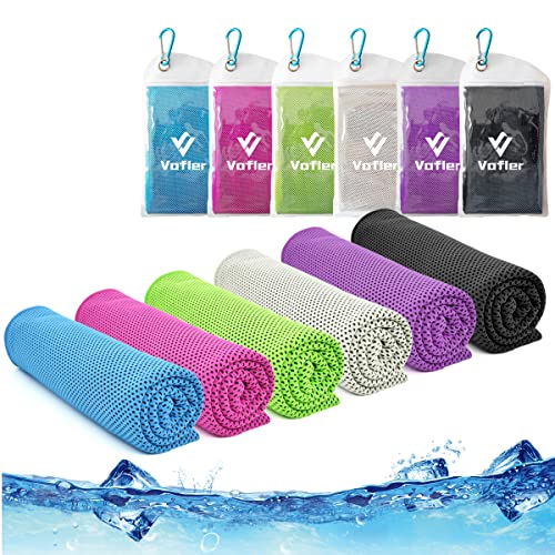 Vofler Cooling Towel,Vofler 6 Pack Cool Towels Microfiber Chilly Ice Cold Head Band Bandana Neck Wrap (40"x 12") for Athletes Men Women Youth Kids Dogs Yoga Outdoor Golf Running Hiking Sports Camping Travel - Image 1