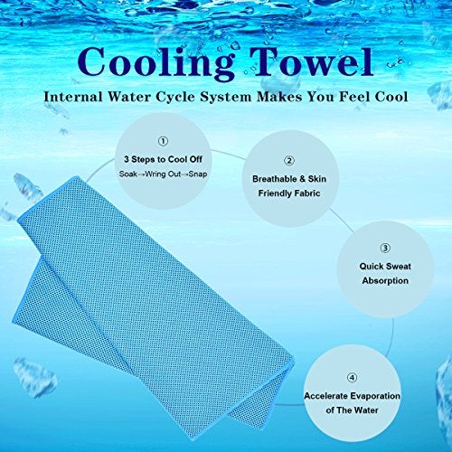 Vofler Cooling Towel,Vofler 6 Pack Cool Towels Microfiber Chilly Ice Cold Head Band Bandana Neck Wrap (40"x 12") for Athletes Men Women Youth Kids Dogs Yoga Outdoor Golf Running Hiking Sports Camping Travel - Image 2